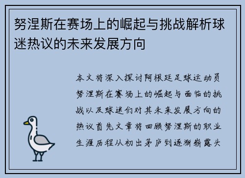 努涅斯在赛场上的崛起与挑战解析球迷热议的未来发展方向