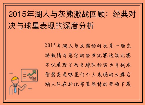 2015年湖人与灰熊激战回顾：经典对决与球星表现的深度分析
