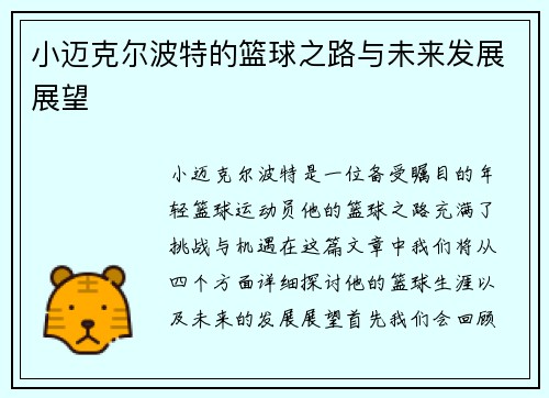 小迈克尔波特的篮球之路与未来发展展望
